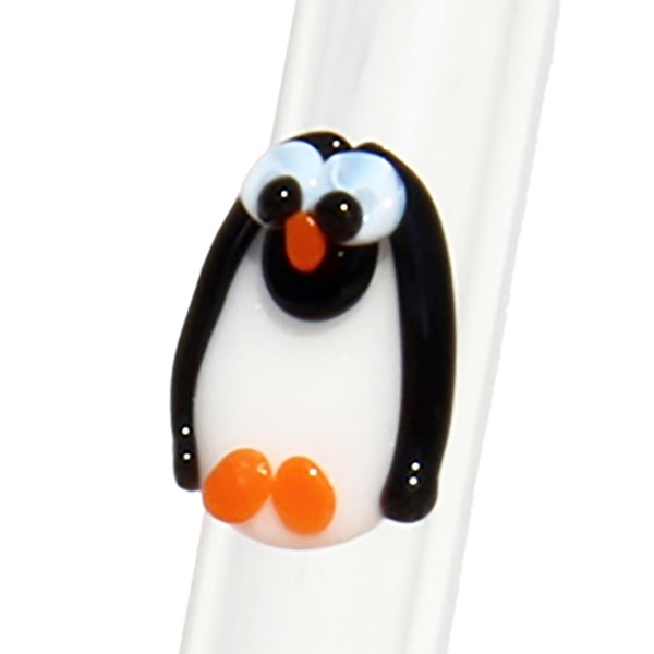 Handmade Glass Straw With Cute Penguin Drinking Straw 
