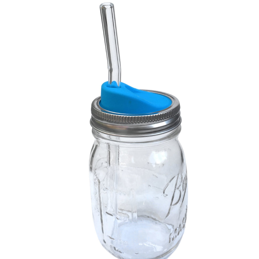 accessory Silicone Mason Jar Lids with Stainless Steel Bands - GlassSipper