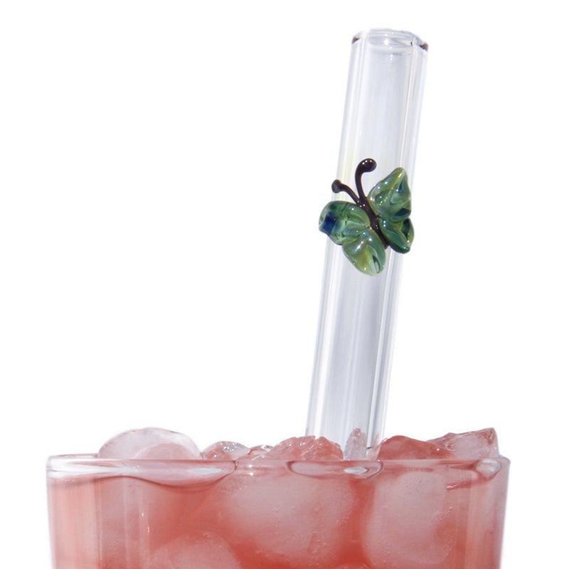 Glass Straws Butterfly Reusable Glass Drinking Straws - GlassSipper