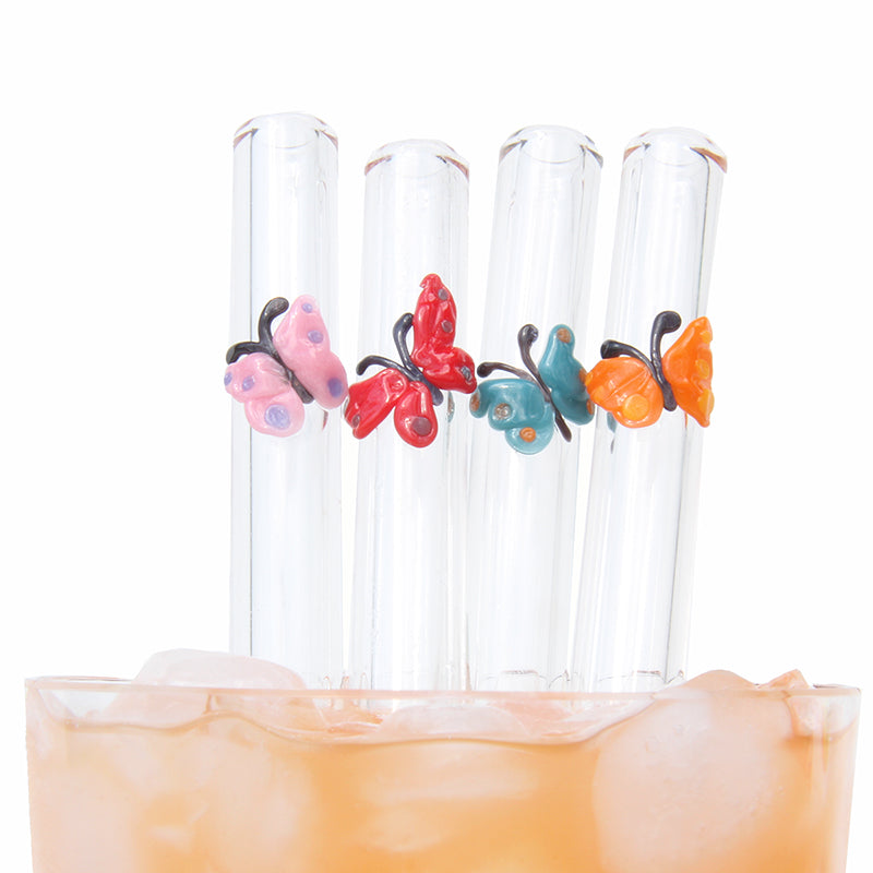 Glass Straws Butterfly Reusable Glass Drinking Straws Combo Pack - GlassSipper