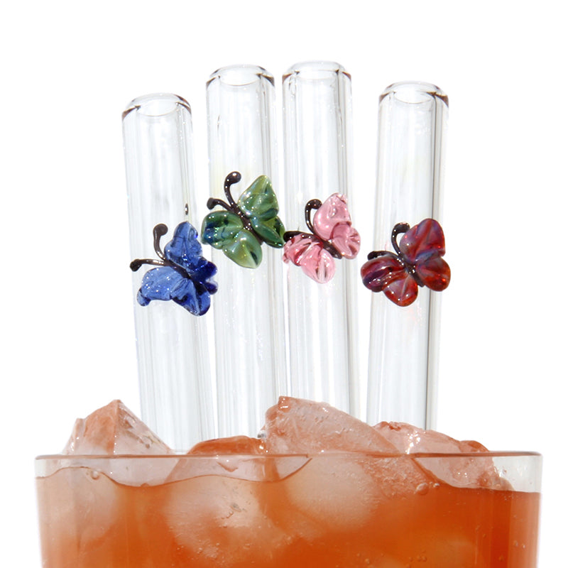 Glass Straws Butterfly Reusable Glass Drinking Straws Combo Pack - GlassSipper