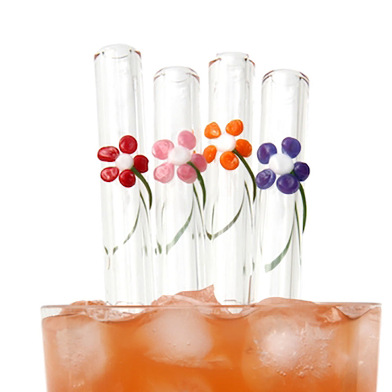 Glass Straws Flower Power Set - GlassSipper