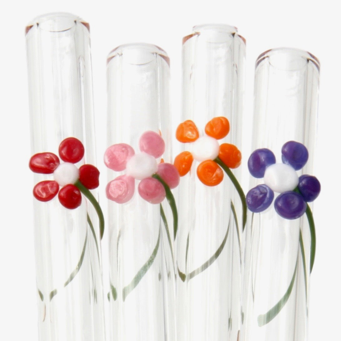 Glass Straws Flower Power Set - GlassSipper