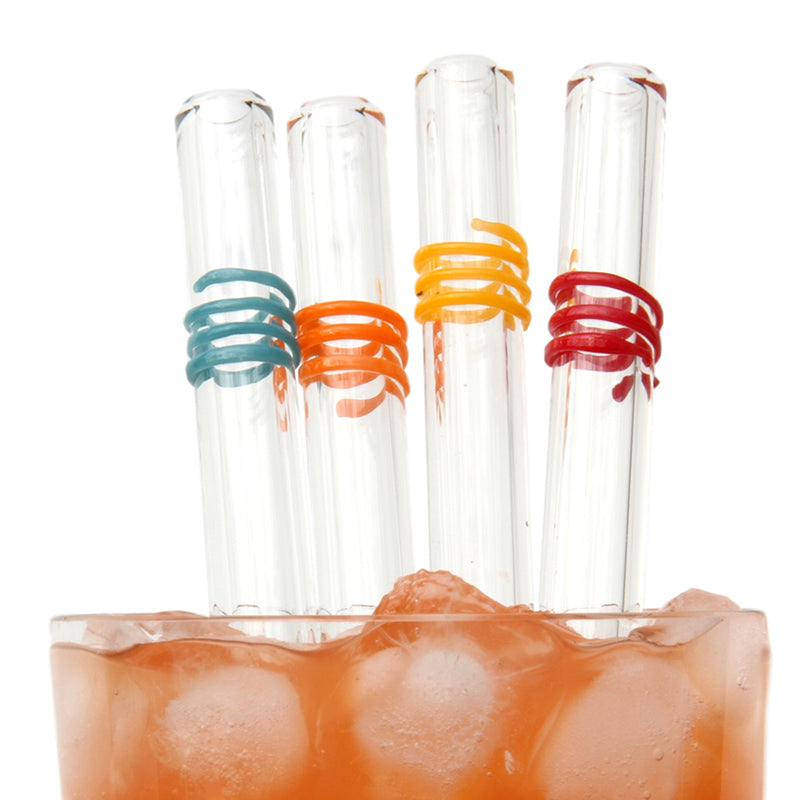 Glass Straws Fiesta Swirl Reusable Glass Straws - GlassSipper