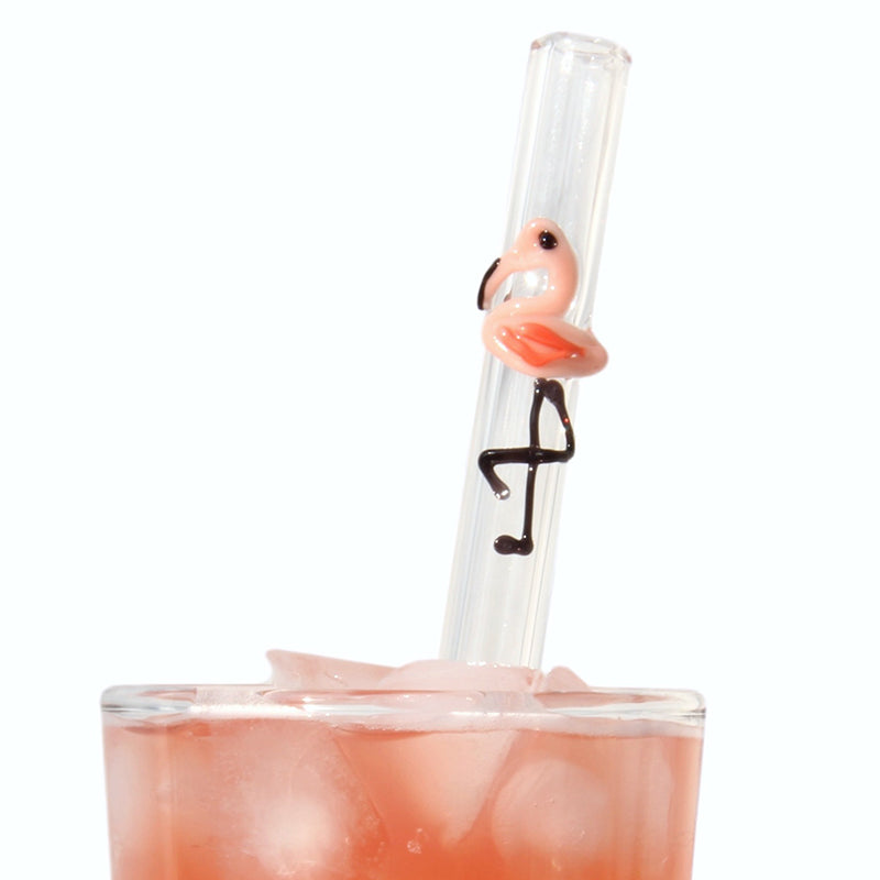 Glass Straws Flamingo Reusable Glass Drinking Straws - GlassSipper