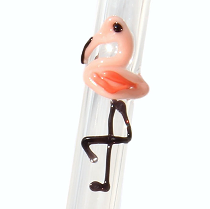 Glass Straws Flamingo Reusable Glass Drinking Straws - GlassSipper